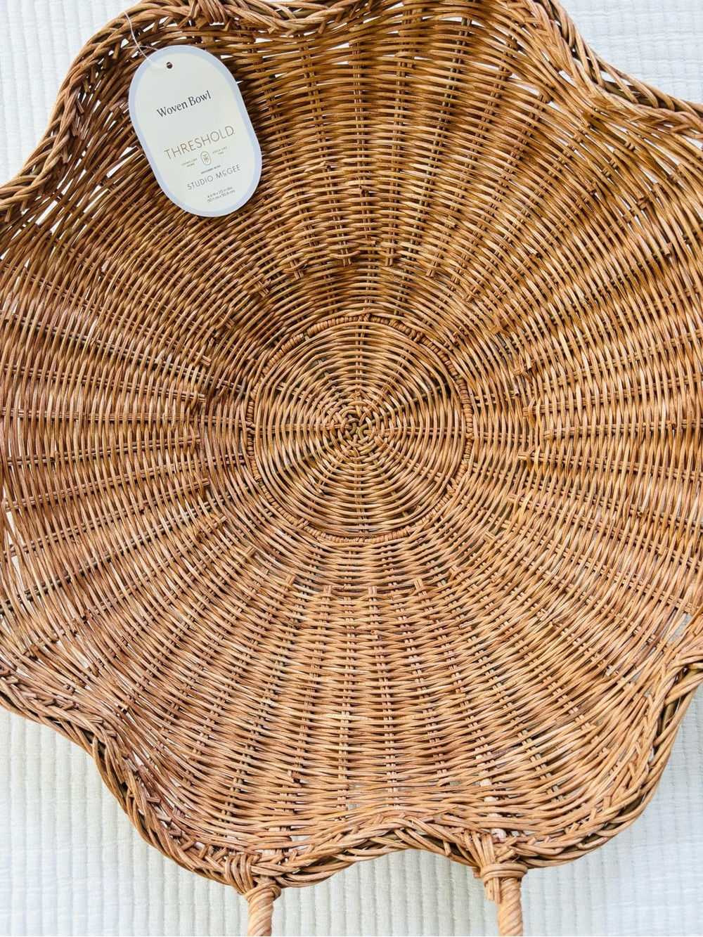 Threshold x Studio McGee Scallop Woven Shallow Bowl Basket Natural NWT - Picture 7 of 15